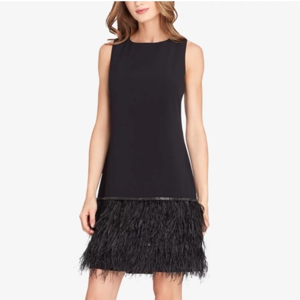 Tahari Ostrich Feather Dress